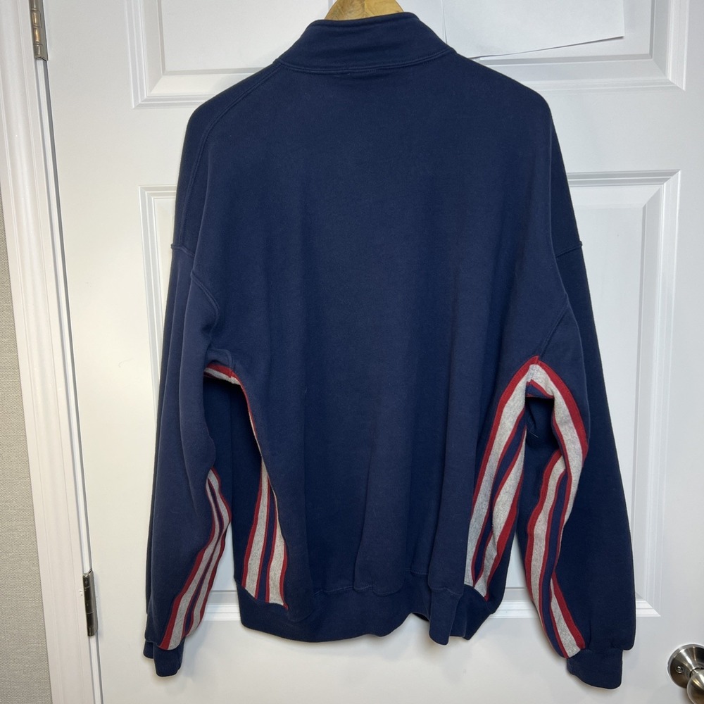 Russell Athletic 1/4 Zip Sweatshirt XXL Navy Red White Stripe Blokecore Vtg 90s - Picture 3 of 13